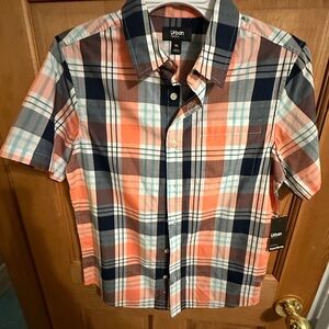 Urban Pipeline Casual Button Down Shirt Orange and Blue